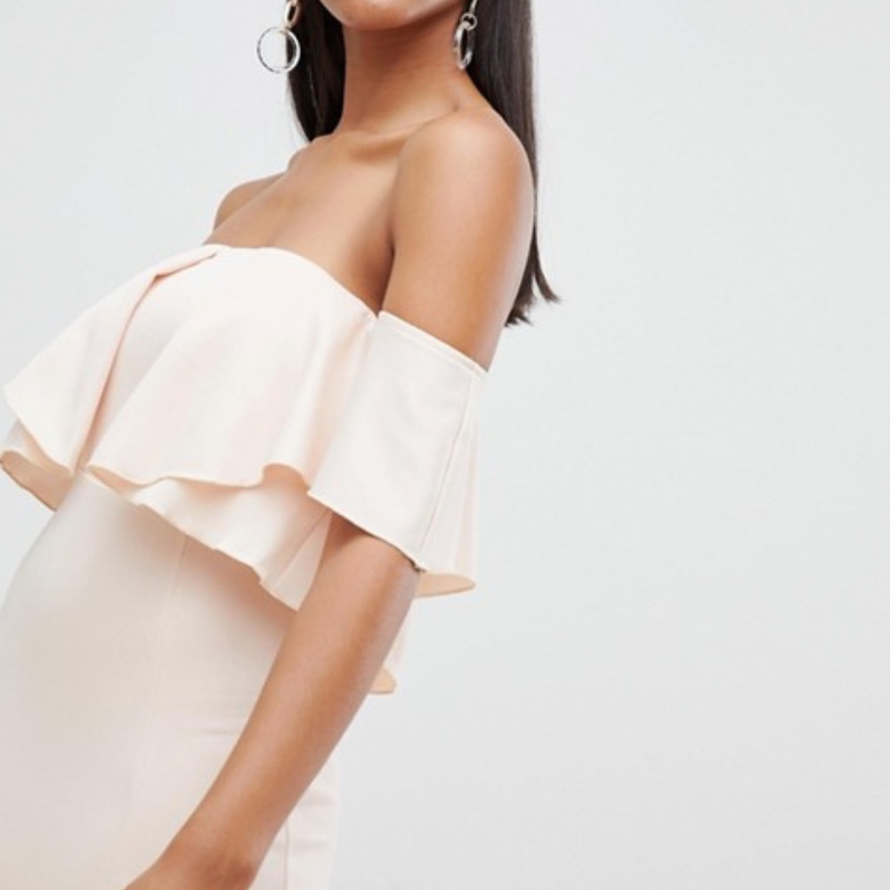 NWT ASOS Red Rare London Off-Shoulder Ruffle Maxi - Picture 7 of 7